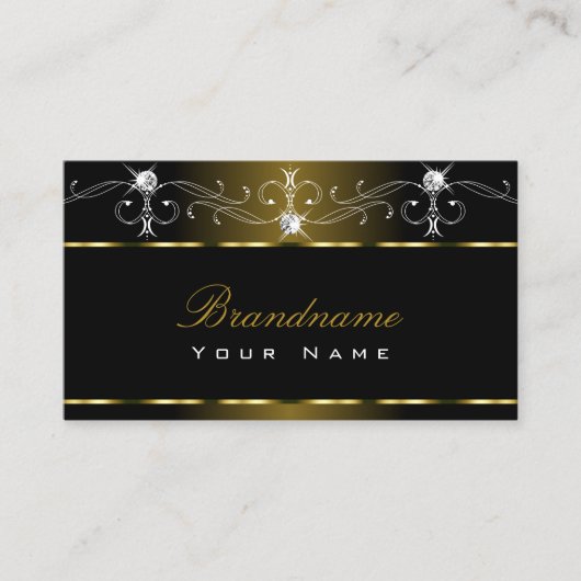 Luxury Black Gold Squiggles Sparkle Jewels  Visitekaartje (Voorkant)