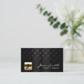 Luxury Black & Gold Talent Agent Visitekaartje (Staand voorkant)