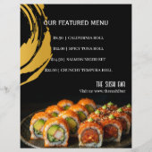 Luxury Black Gold Two-Sided Sushi Bar Menu Flyer (Achterkant)
