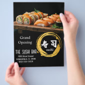 Luxury Black Gold Two-Sided Sushi Bar Menu Flyer (Hand)