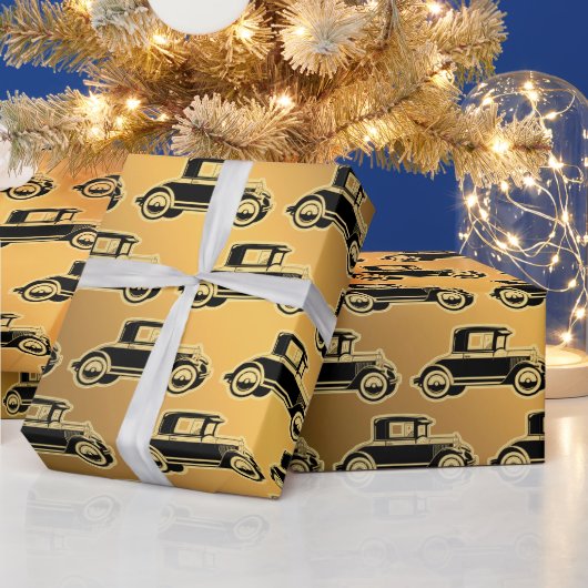 Luxury Black Gold Vintage-auto Cadeaupapier (Feestdagen)