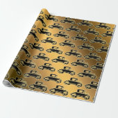 Luxury Black Gold Vintage-auto Cadeaupapier (Uitgerold)