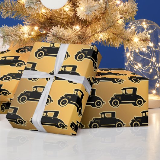 Luxury Black Gold Vintage-auto Cadeaupapier (Feestdagen)