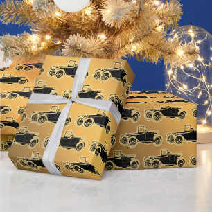 Luxury Black Gold Vintage-auto Cadeaupapier
