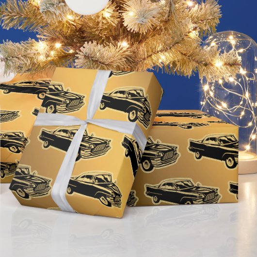 Luxury Black Gold Vintage-auto Cadeaupapier (Feestdagen)