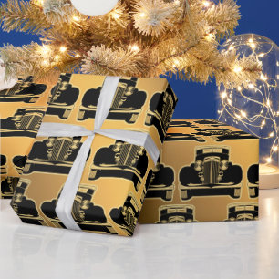 Luxury Black Gold Vintage-auto Cadeaupapier