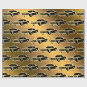 Luxury Black Gold Vintage-auto Cadeaupapier (Vlak)