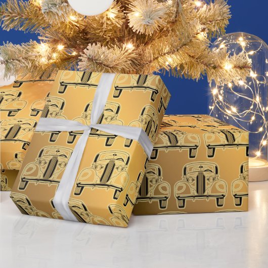 Luxury Black Gold Vintage-auto Cadeaupapier (Feestdagen)