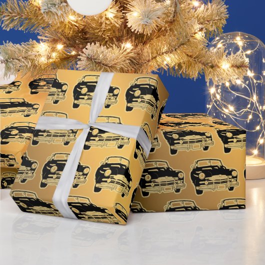 Luxury Black Gold Vintage-auto Cadeaupapier (Feestdagen)