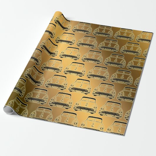 Luxury Black Gold Vintage-auto Cadeaupapier (Uitgerold)