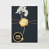 Luxury Black & Gold Wax Seal Wedding Invitation  Kaart (Voorkant)