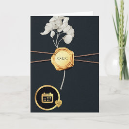 Luxury Black & Gold Wax Seal Wedding Invitation  Kaart