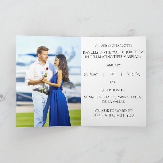 Luxury Black & Gold Wax Seal Wedding Invitation  Kaart (Binnen)