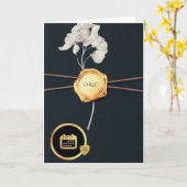 Luxury Black & Gold Wax Seal Wedding Invitation  Kaart (Gele Bloem)