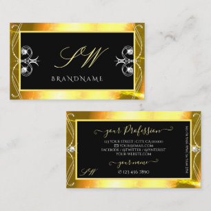 Luxury Black Golden Sparkle Jewels Initialen Visitekaartje