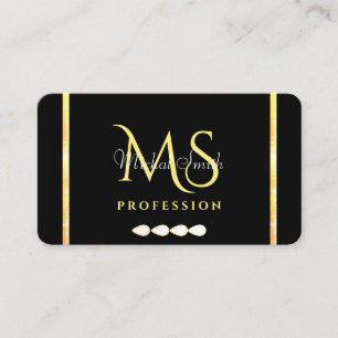 Luxury Black Golden Sparkle Jewels Monogram Visitekaartje