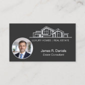 Luxury Black Gray Real Estate Chic Professional Visitekaartje (Voorkant)