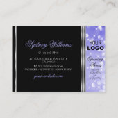 Luxury Black, helder blauw glitter met Logo Silver Visitekaartje (Achterkant)