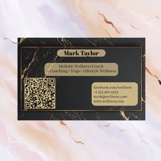 Luxury Black Holistic Wellness Coach Alcohol Ink Visitekaartje