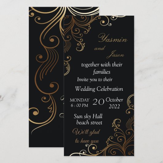 luxury  Black Invitation (Voorkant / Achterkant)