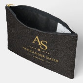 Luxury Black Leather Gold Monogram Business Brand Etui (Open)