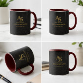 Luxury Black Leather Gold Monogram Business Brand Mok