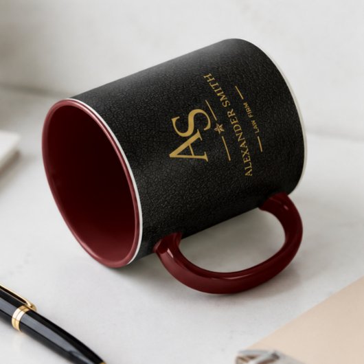 Luxury Black Leather Gold Monogram Business Brand Mok