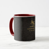 Luxury Black Leather Gold Monogram Business Brand Mok (Voorkant links)