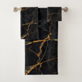 Luxury Black Marble Gold Monogram Business Brand Bad Handdoek (Insitu)