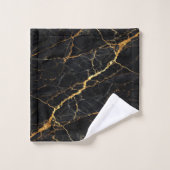 Luxury Black Marble Gold Monogram Business Brand Bad Handdoek (Wasdoekje)