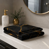 Luxury Black Marble Gold Monogram Business Brand Bad Handdoek