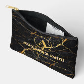 Luxury Black Marble Gold Monogram Business Brand Etui (Open)