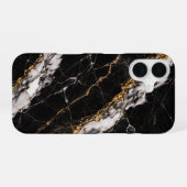 Luxury Black Marble Gold Vein Phone Case iPhone 16 Hoesje (Achterkant horizontaal)