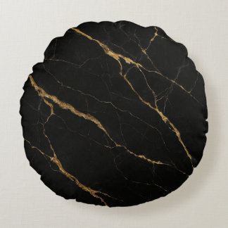 Luxury Black Marble Rond Kussen