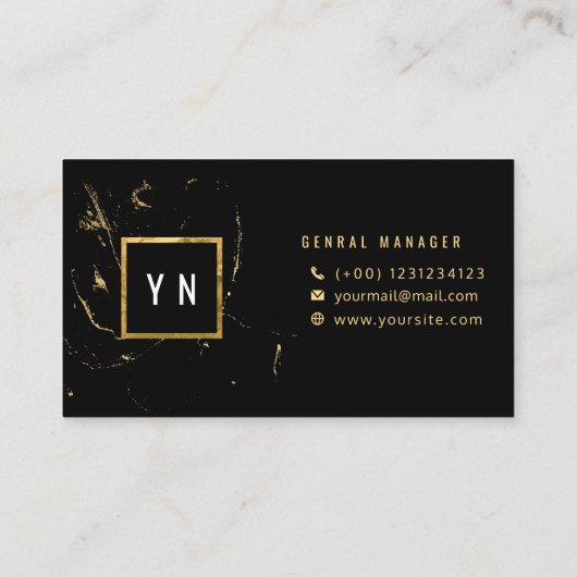 Luxury Black met Gold Marble-textuur Visitekaartje (Achterkant)