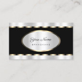 Luxury Black met Silver Effect en Gold Border Visitekaartje (Voorkant)