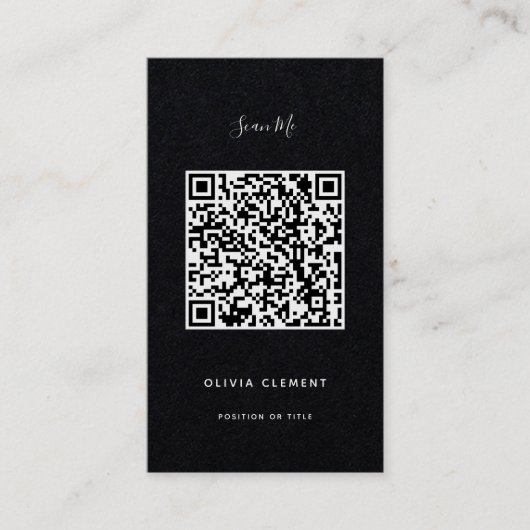 Luxury Black Modern QR Code Visitekaartje (Voorkant)