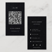 Luxury Black Modern QR Code Visitekaartje (Voorkant / Achterkant)