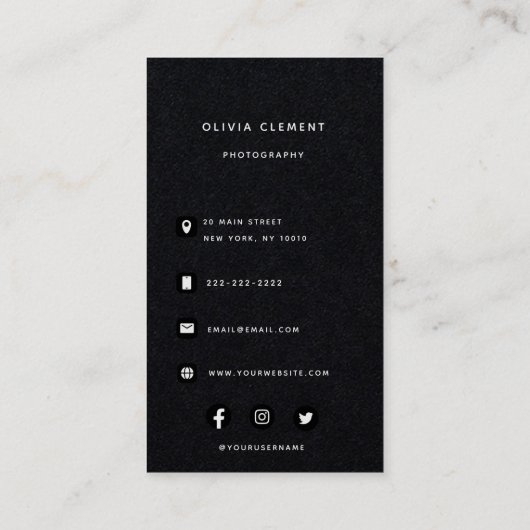 Luxury Black Modern QR Code Visitekaartje (Achterkant)