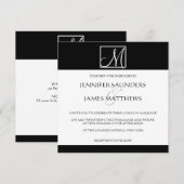 Luxury Black Monogram Initiaal Weddenschap Kaart (Voorkant / Achterkant)
