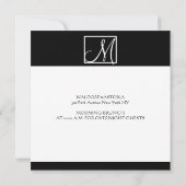 Luxury Black Monogram Initiaal Weddenschap Kaart (Achterkant)