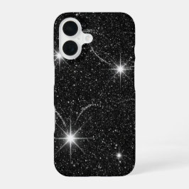 Luxury Black Night Sky Starry Sparkle iPhone 16 Ca Hoesje