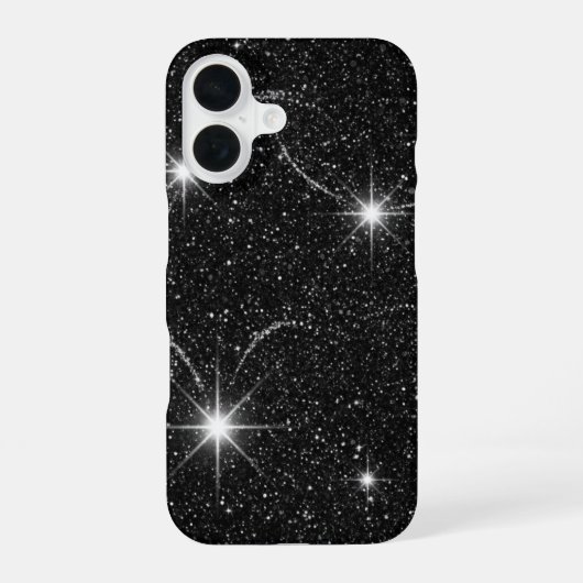 Luxury Black Night Sky Starry Sparkle iPhone 16 Ca Hoesje (Achterkant)