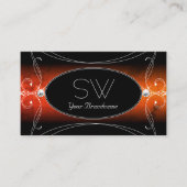 Luxury Black Oranje Sparkle Jewels Initialen Visitekaartje (Voorkant)