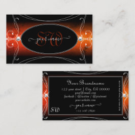 Luxury Black Oranje  Sparkle Jewels Monogram Visitekaartje