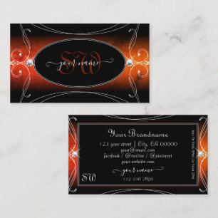 Luxury Black Oranje  Sparkle Jewels Monogram Visitekaartje