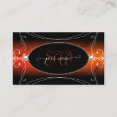 Luxury Black Oranje  Sparkle Jewels Monogram Visitekaartje (Voorkant)