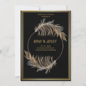 Luxury BLACK-Pampas Grass Boho Wedding Invitation  Kaart (Voorkant)