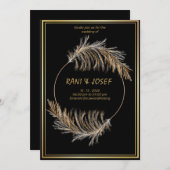 Luxury BLACK-Pampas Grass Boho Wedding Invitation  Kaart (Voorkant / Achterkant)