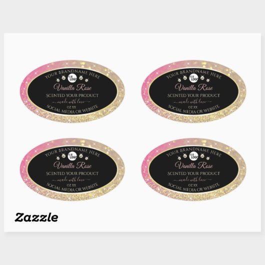 Luxury Black Pink Gold Glitter Product Labels Logo (Vel)